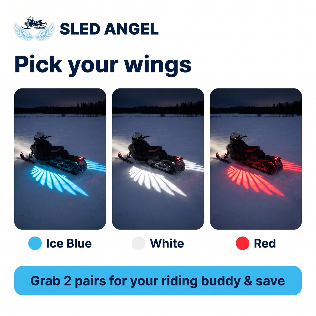 Sled Angel™ LED Wing Projector Lights